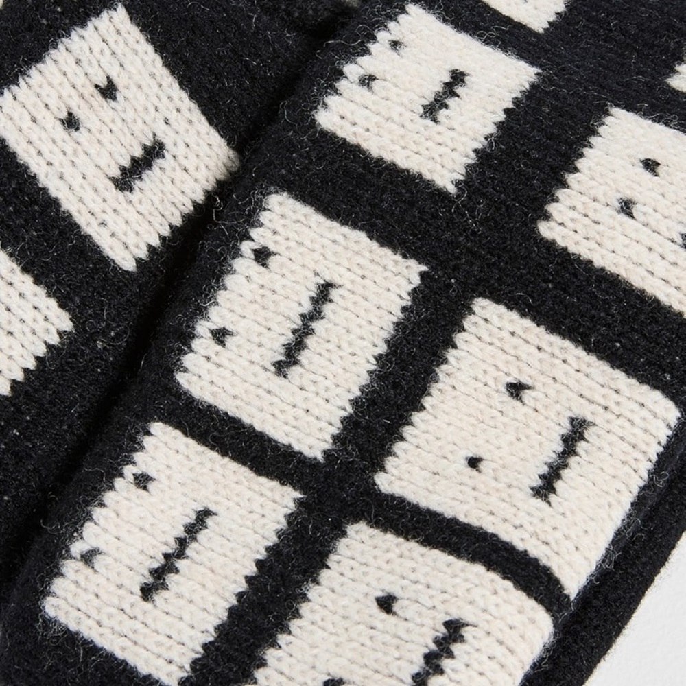 Acne Black and Cream Patterned Beanie - Picture 3 of 5